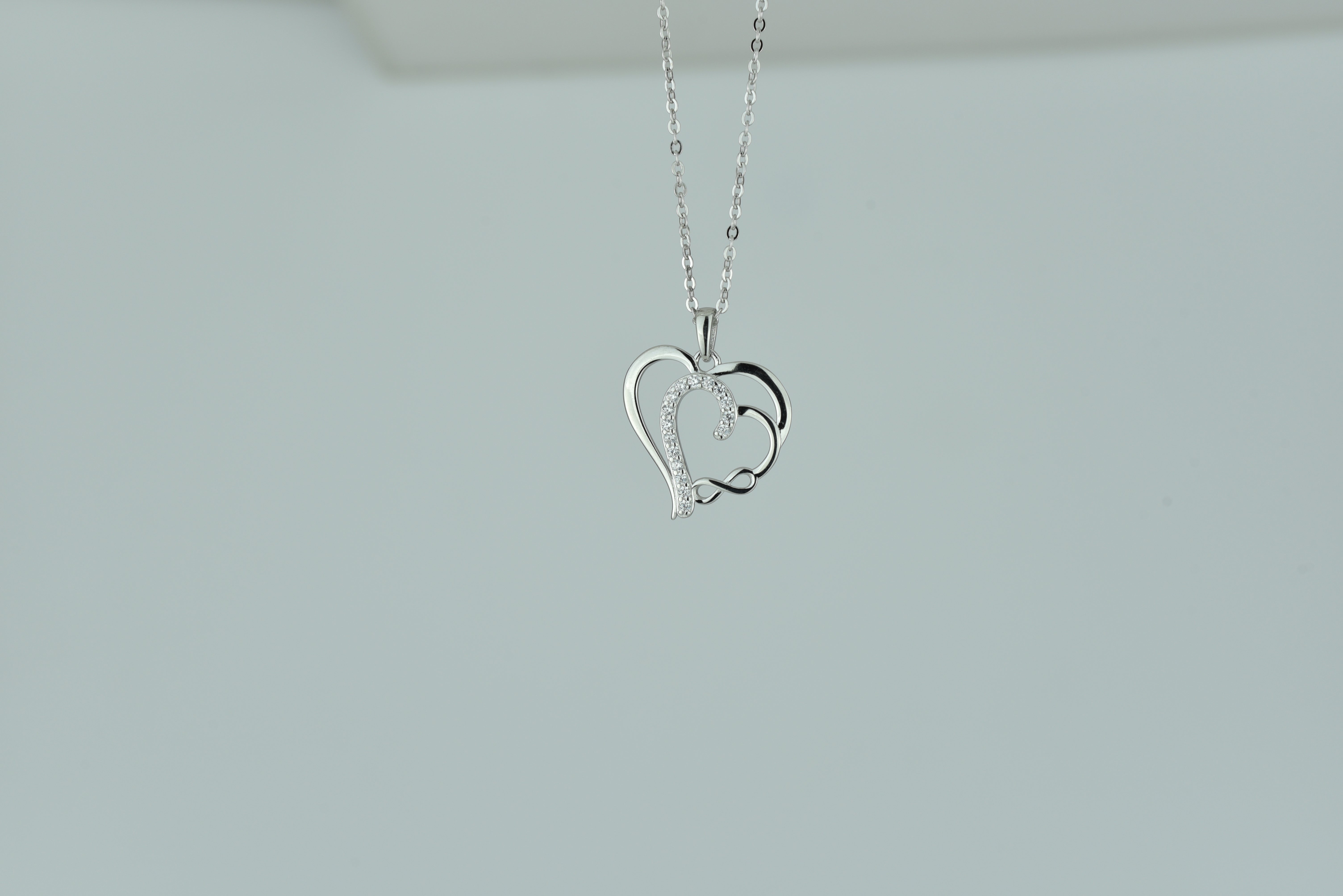 Infinity Love: 925 Sterling Silver Double Heart Necklace