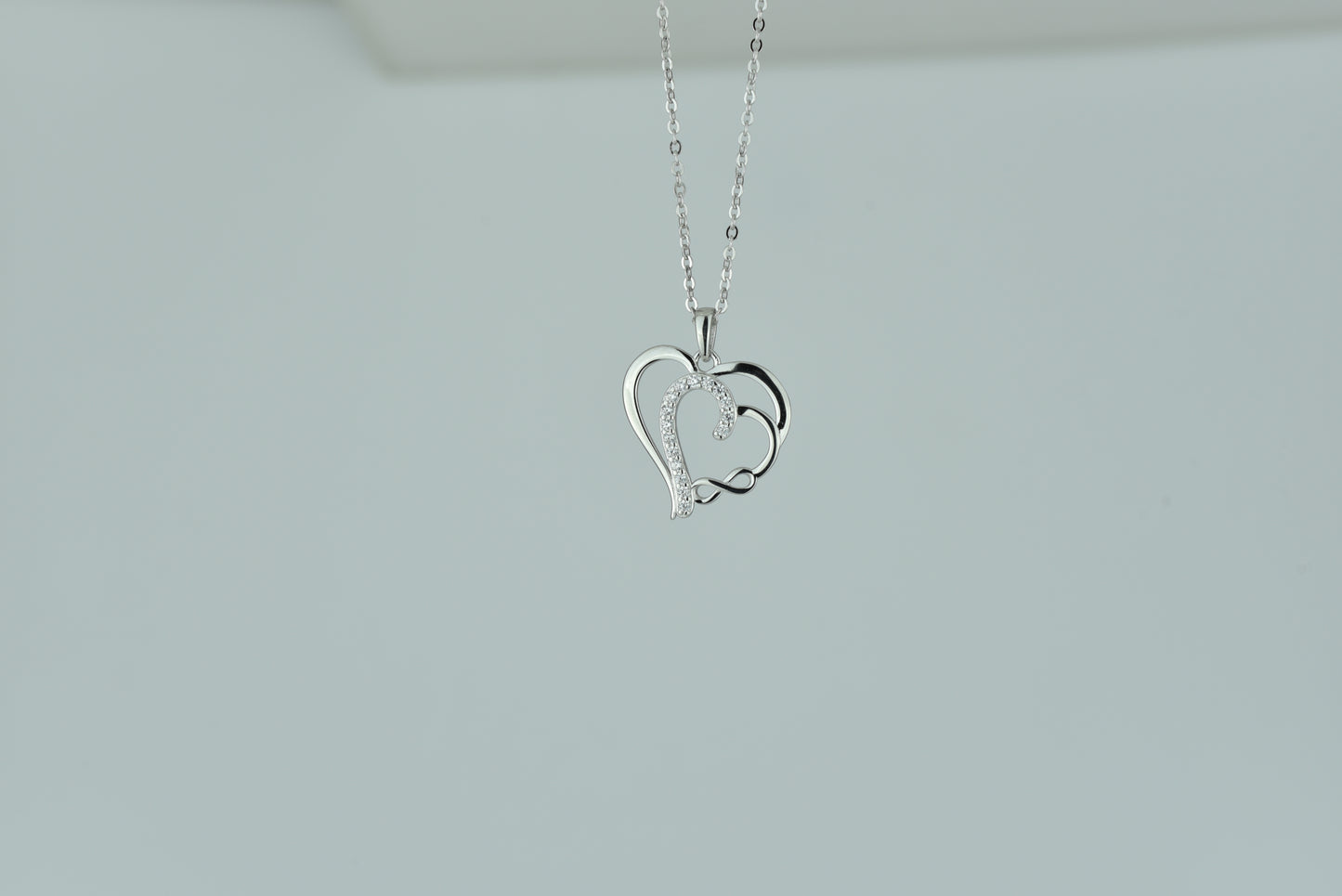 Infinity Love: 925 Sterling Silver Double Heart Necklace