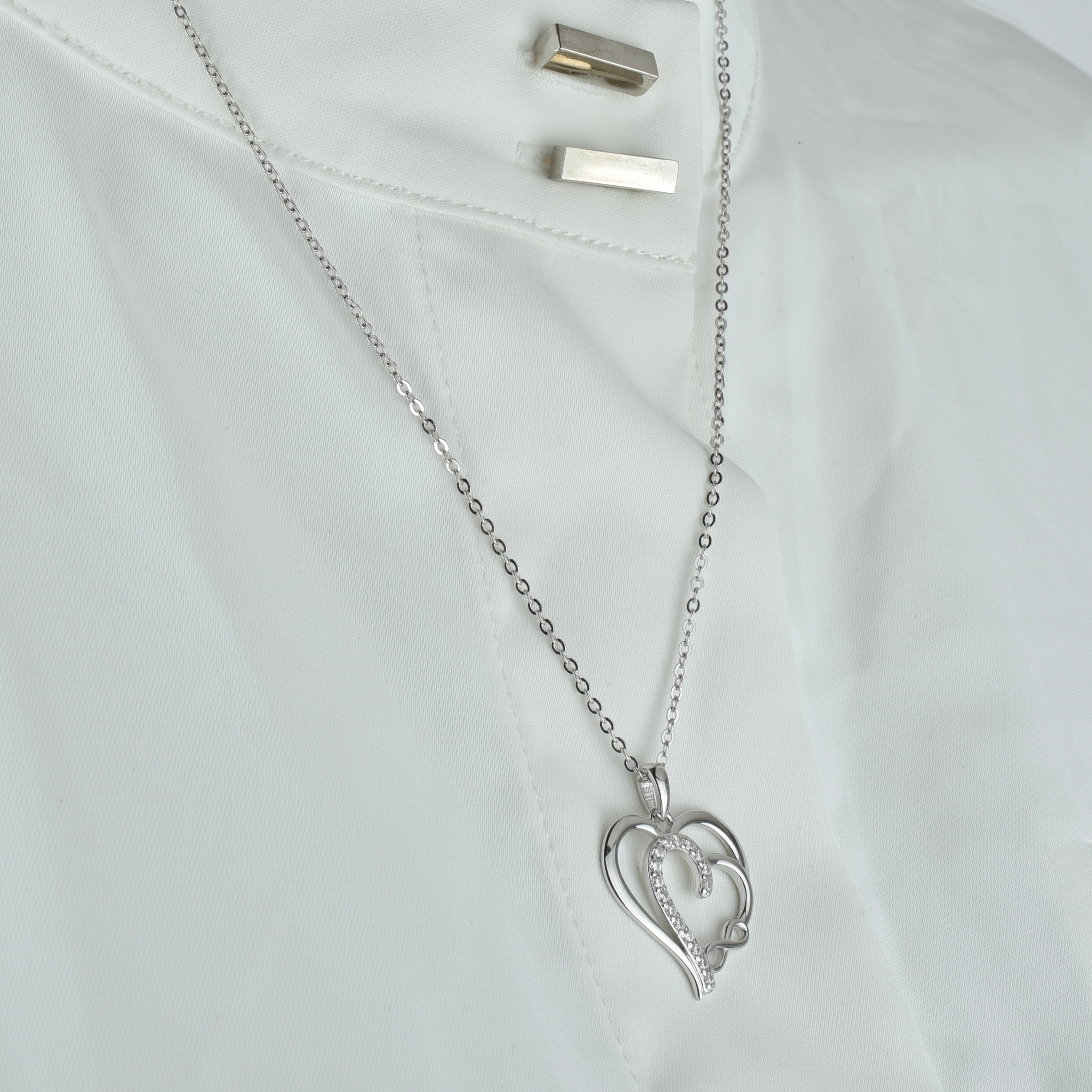 Infinity Love: 925 Sterling Silver Double Heart Necklace